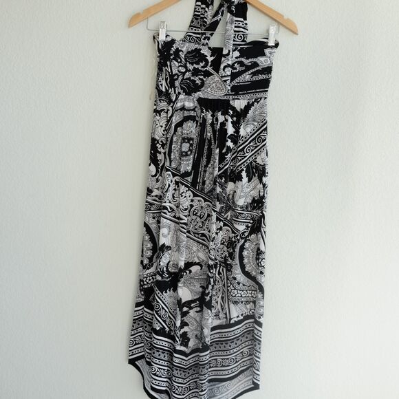 Soma Sundress Sz S Maxi V Neck Sleeveless Soft Jersey Paisley Resort Beach - Picture 4 of 8